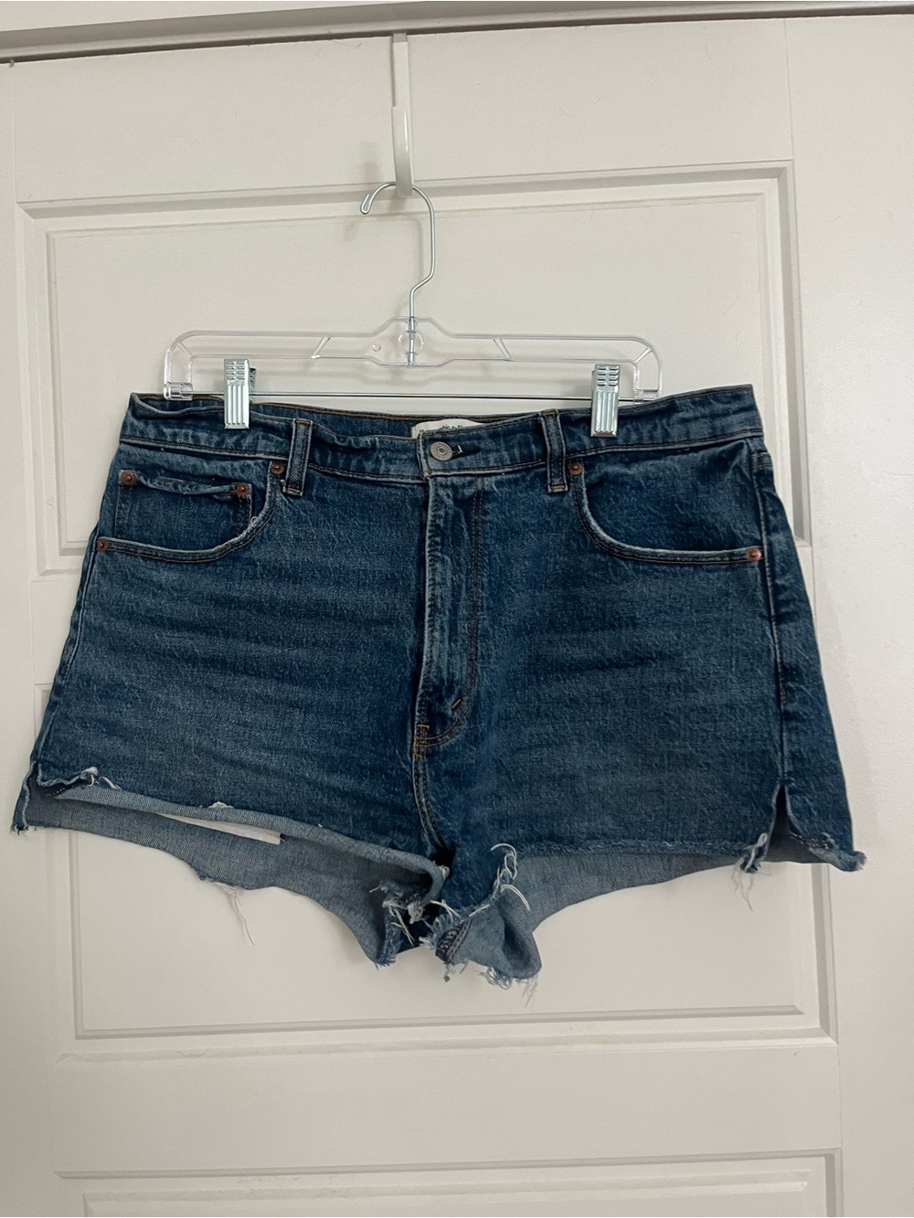 Abercrombie & Fitch Dark Blue Distressed Denim Shorts